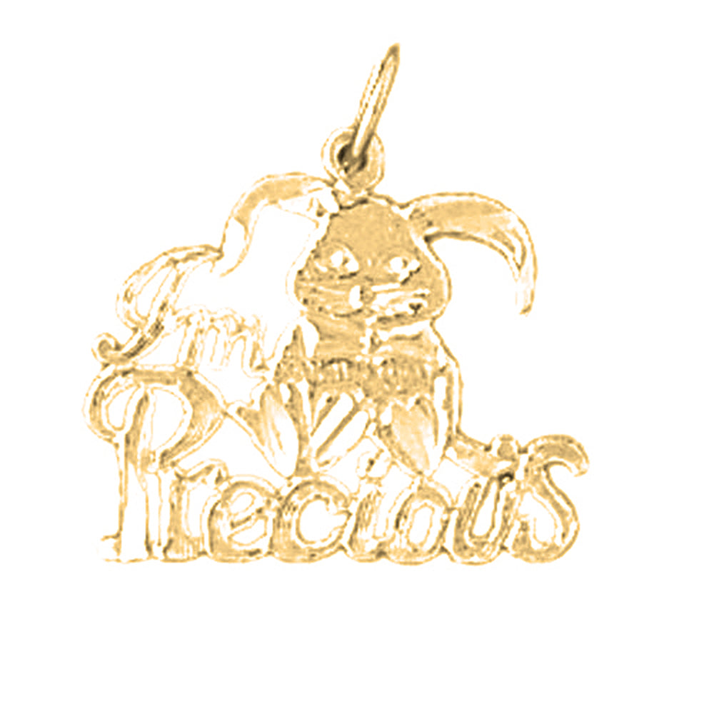 14K or 18K Gold I'm Precious with Rabbit Saying Pendant
