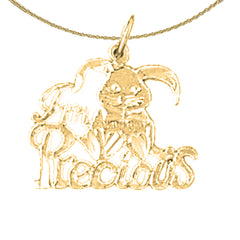 14K or 18K Gold I'm Precious with Rabbit Saying Pendant