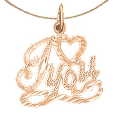 14K or 18K Gold I Love You Pendant