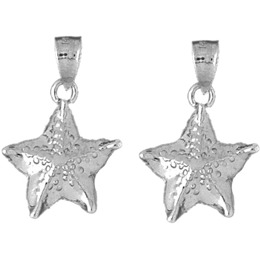 Sterling Silver 25mm Starfish Earrings