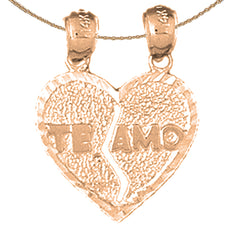 10K, 14K or 18K Gold Te Amo Pendant