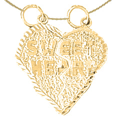 Zerbrechlicher Anhänger aus 10 Karat, 14 Karat oder 18 Karat Gold mit „Sweet Heart“-Spruch