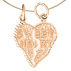 14K or 18K Gold Breakable Sweet Heart Saying Pendant