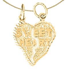 14K or 18K Gold Breakable Sweet Heart Saying Pendant