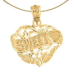 Anhänger mit „Sweet Heart“-Spruch aus 10 Karat, 14 Karat oder 18 Karat Gold