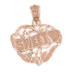 10K, 14K or 18K Gold Sweet Heart Saying Pendant