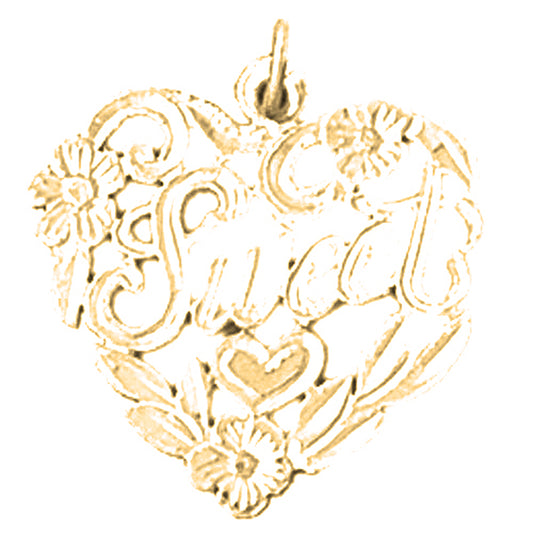 14K or 18K Gold Sweet in Heart Saying Pendant