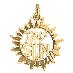 14K or 18K Gold You're My Sun Saying Pendant