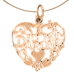 14K or 18K Gold To My Darling Saying Pendant