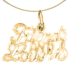 Colgante con texto en inglés "Friends and Lovers" de oro de 14 quilates o 18 quilates