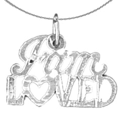 Colgante con texto en inglés "I am Loved" de oro de 14 o 18 quilates