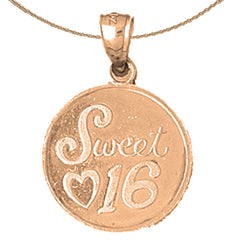 10K, 14K or 18K Gold Sweet 16 Pendant