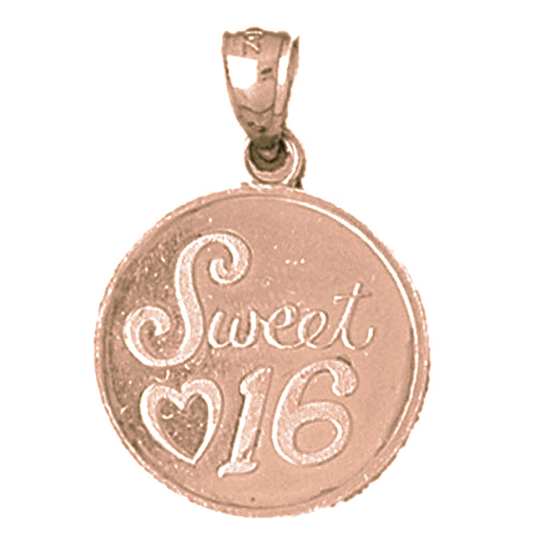 10K, 14K or 18K Gold Sweet 16 Pendant