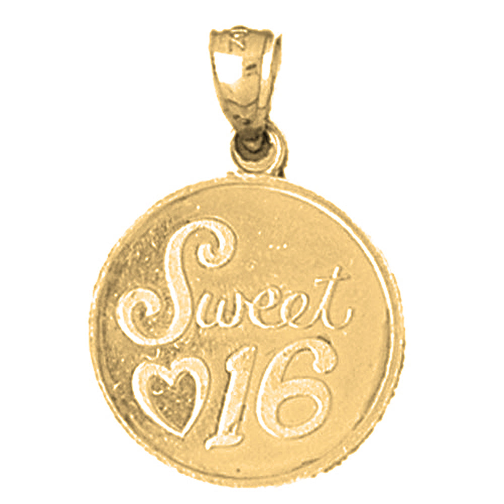 10K, 14K or 18K Gold Sweet 16 Pendant