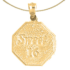 10K, 14K or 18K Gold Sweet 16 Pendant