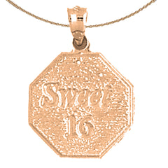 10K, 14K or 18K Gold Sweet 16 Pendant