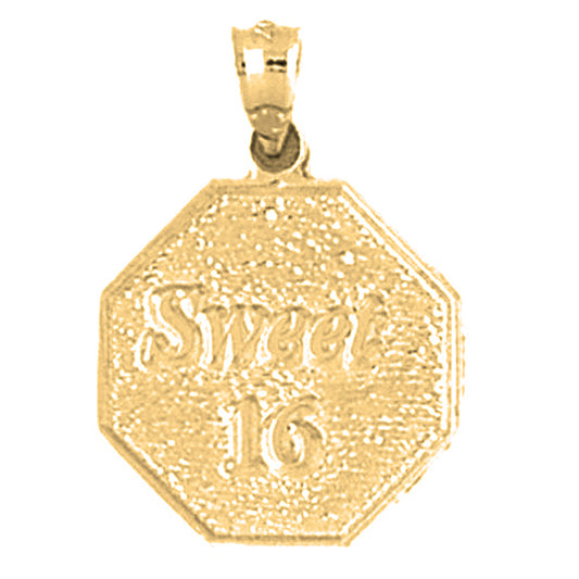 10K, 14K or 18K Gold Sweet 16 Pendant