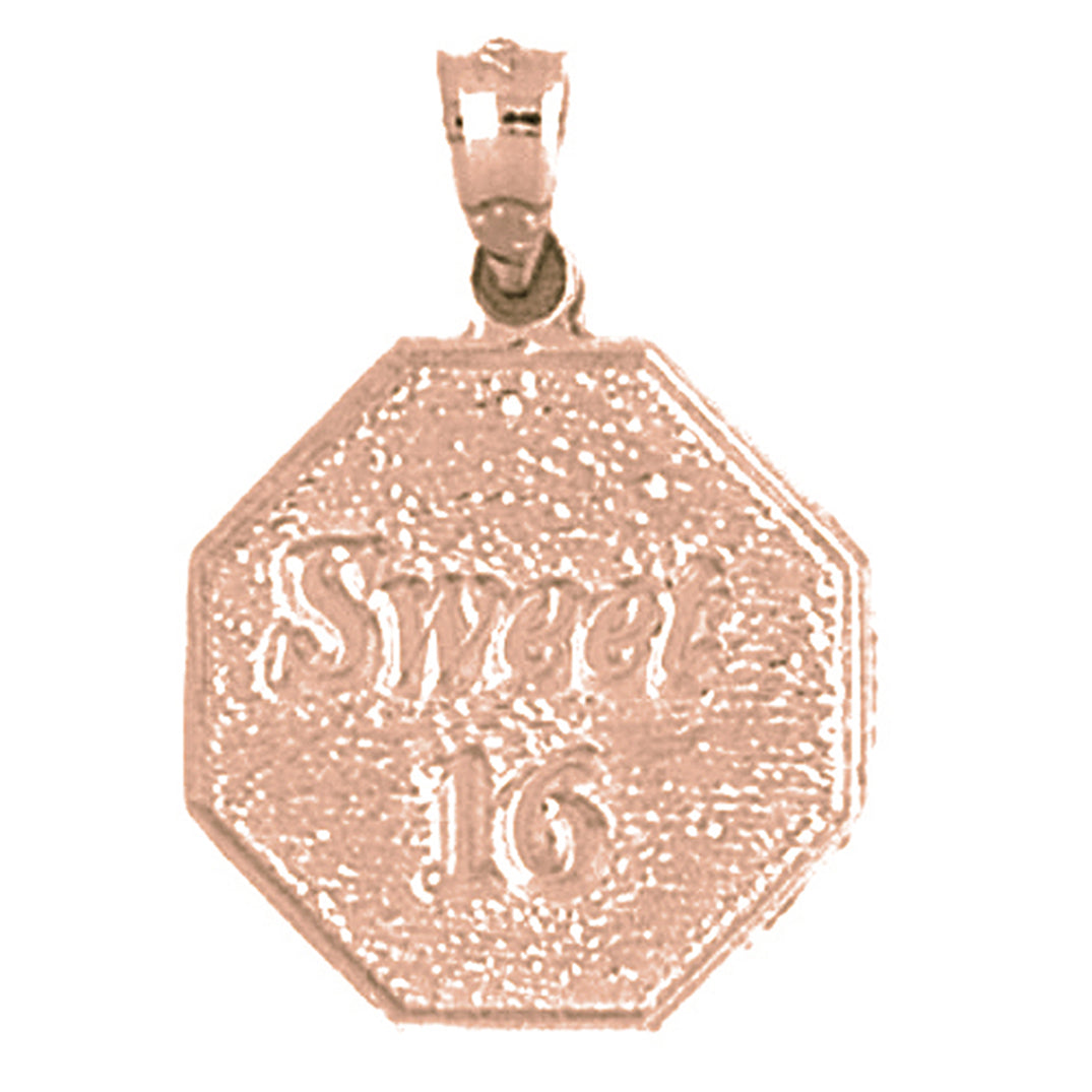 10K, 14K or 18K Gold Sweet 16 Pendant