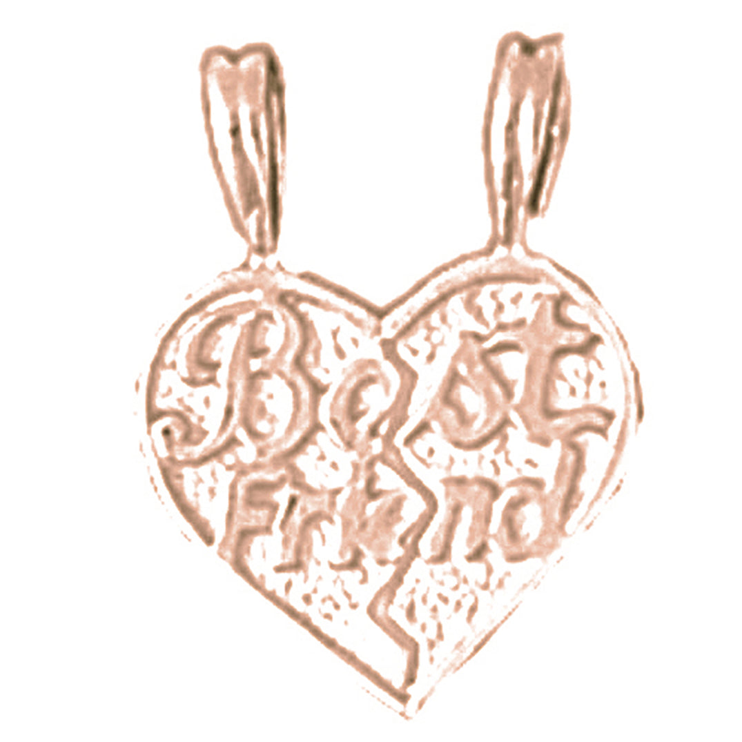 14K or 18K Gold Best Friends In Heart Pendant