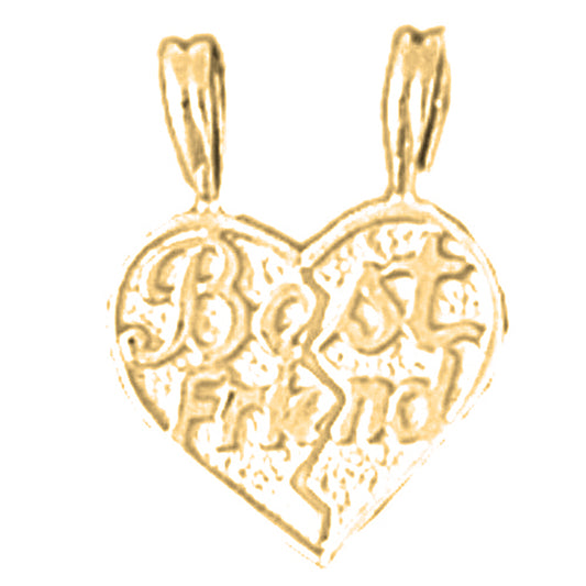 14K or 18K Gold Best Friends In Heart Pendant