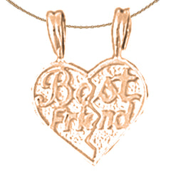 14K or 18K Gold Best Friends In Heart Pendant