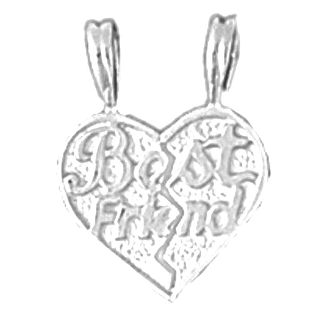 14K or 18K Gold Best Friends In Heart Pendant