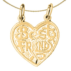 14K or 18K Gold Best Friends In Heart Pendant