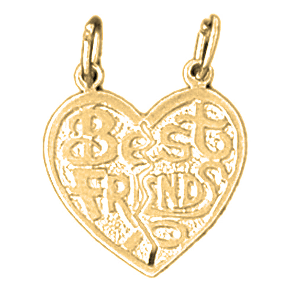 14K or 18K Gold Best Friends In Heart Pendant