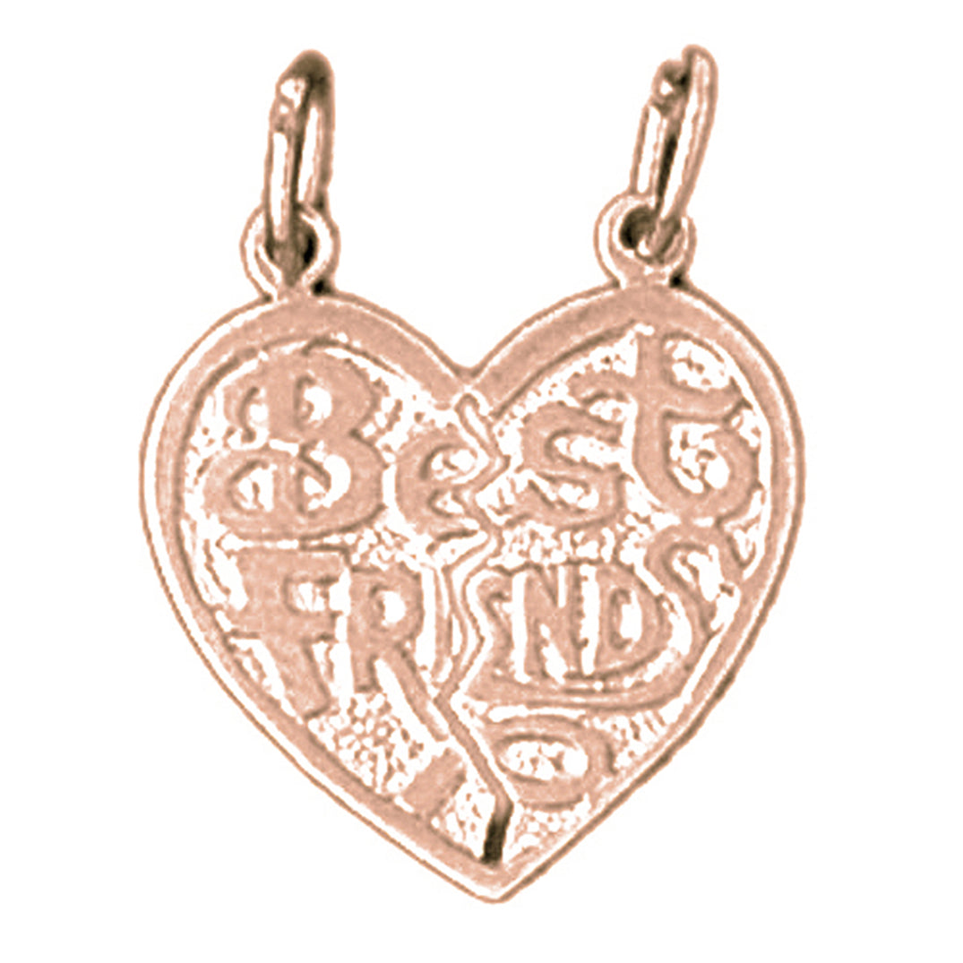 14K or 18K Gold Best Friends In Heart Pendant