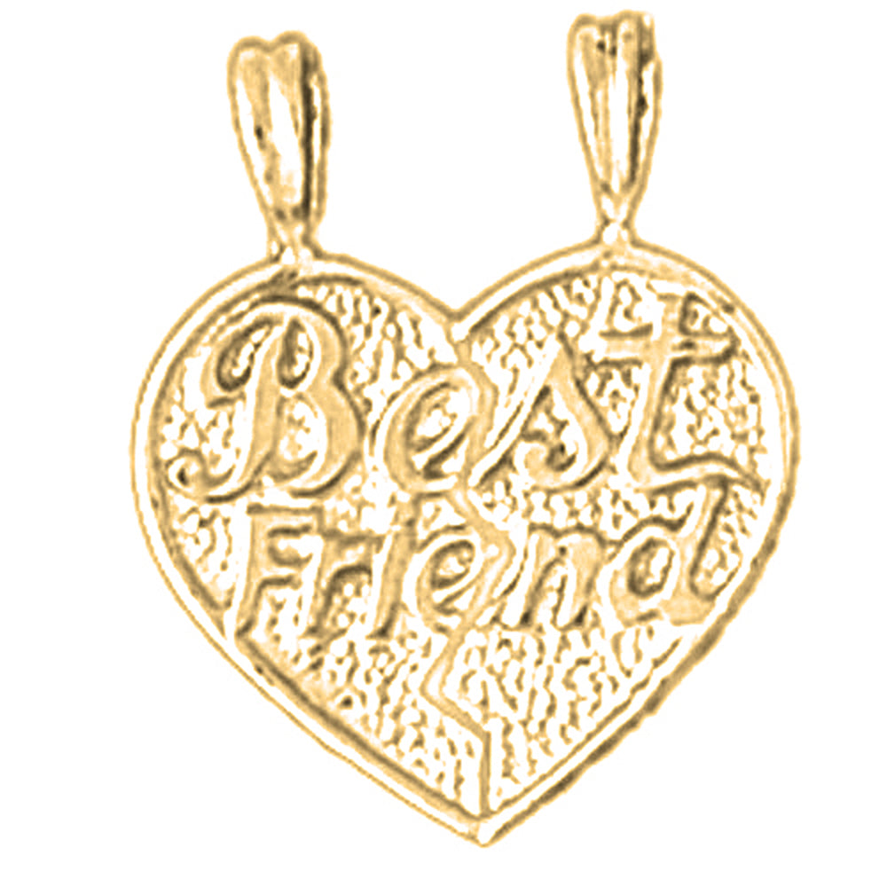 14K or 18K Gold Best Friends In Heart Pendant