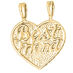 14K or 18K Gold Best Friends In Heart Pendant