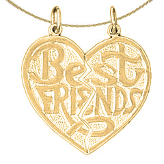 10K, 14K or 18K Gold Best Friends In Heart Pendant