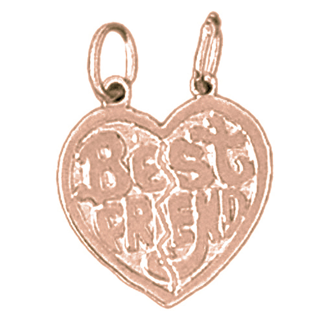 14K or 18K Gold Best Friends In Heart Pendant