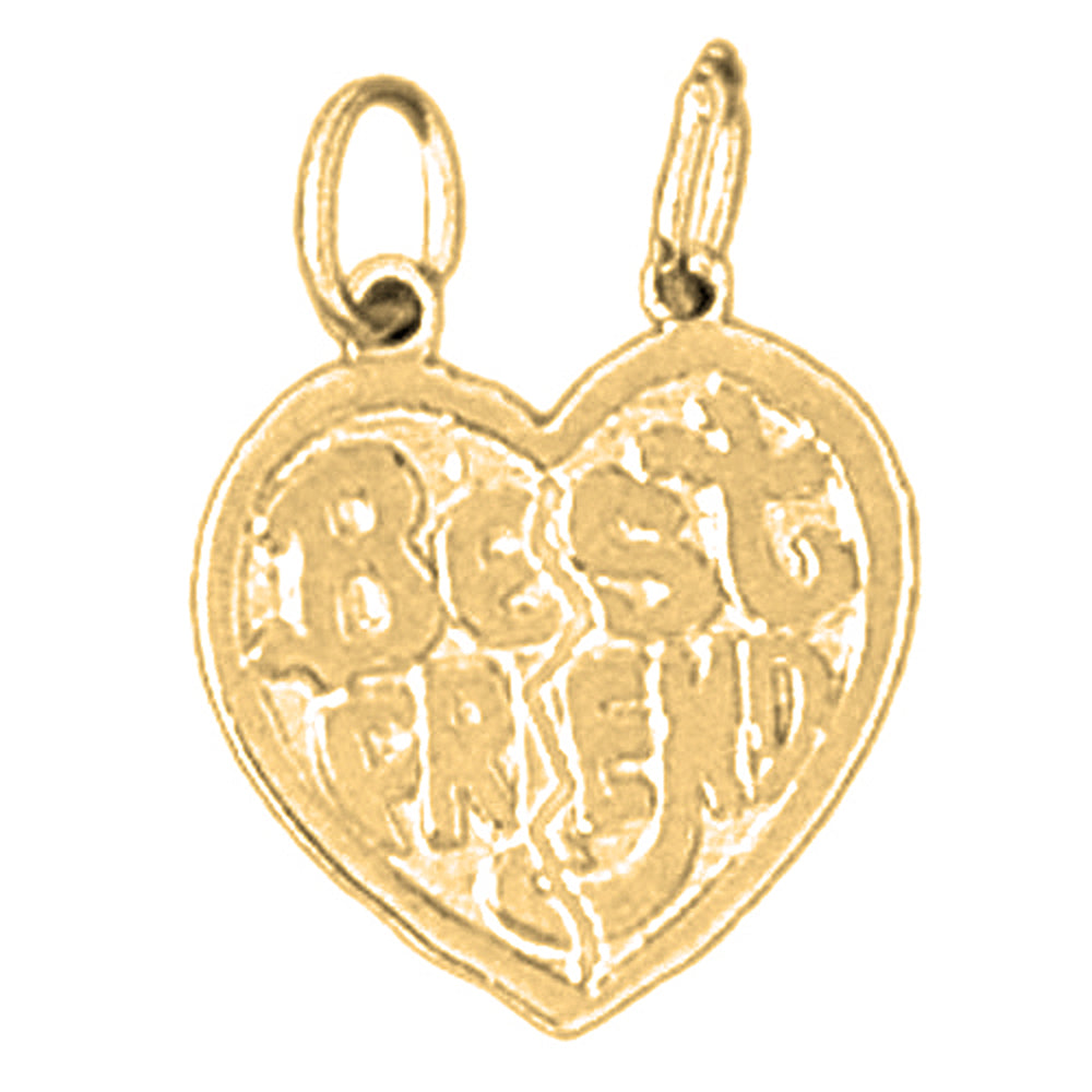 14K or 18K Gold Best Friends In Heart Pendant