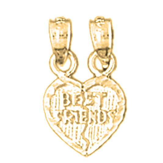 14K or 18K Gold Best Friends In Heart Pendant