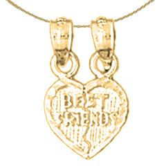 14K or 18K Gold Best Friends In Heart Pendant