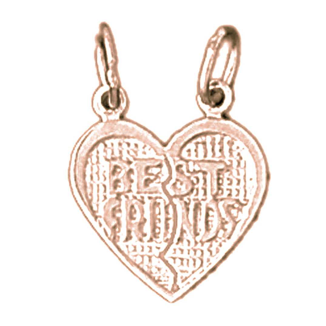 14K or 18K Gold Best Friends In Heart Pendant