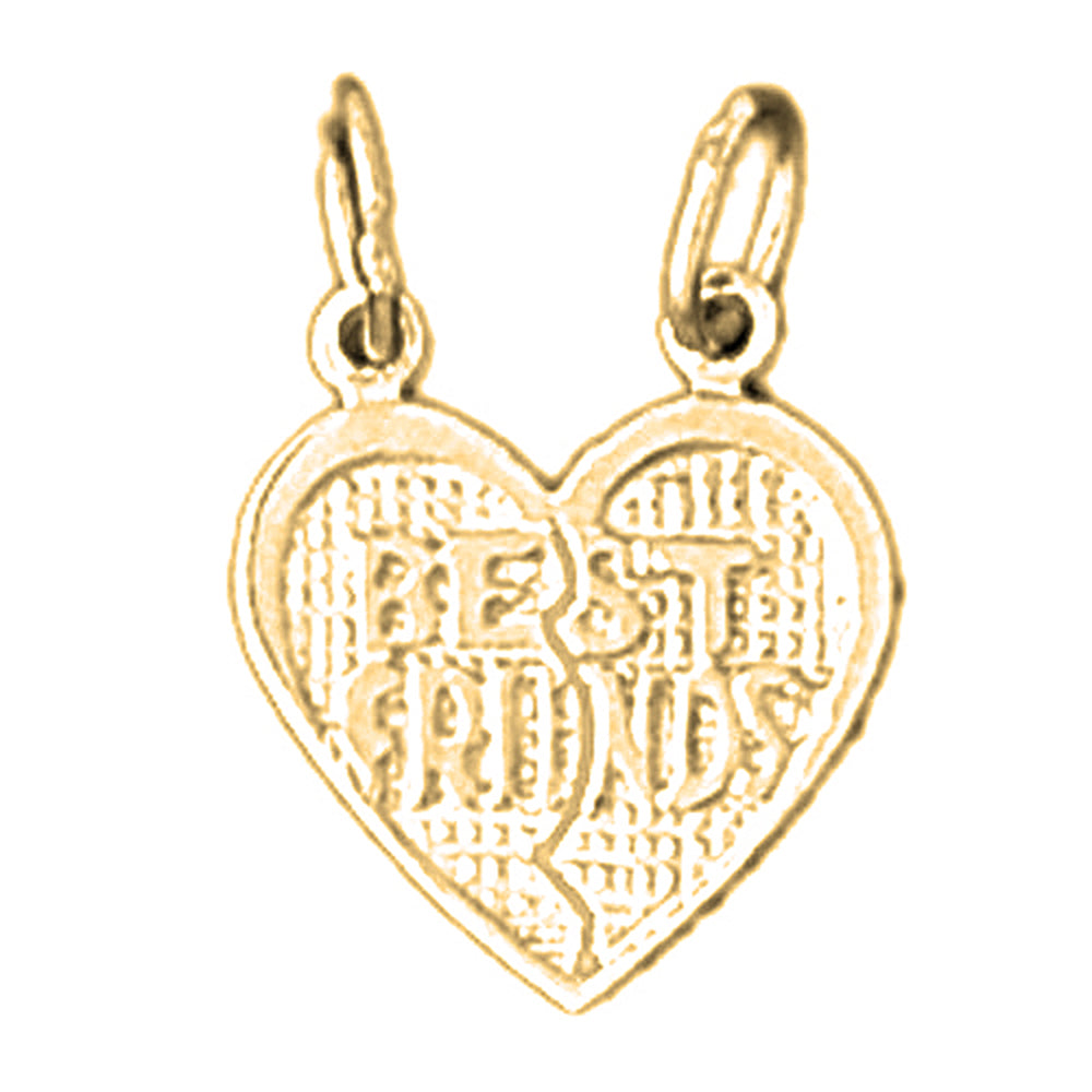 14K or 18K Gold Best Friends In Heart Pendant