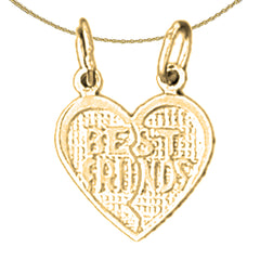 14K or 18K Gold Best Friends In Heart Pendant