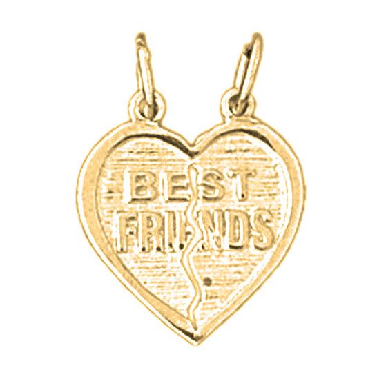 14K or 18K Gold Best Friends In Heart Pendant