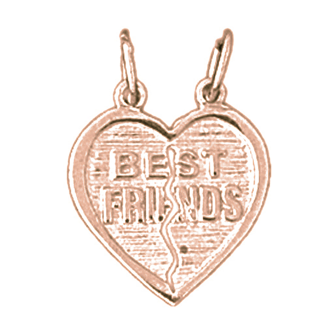 14K or 18K Gold Best Friends In Heart Pendant
