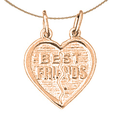 14K or 18K Gold Best Friends In Heart Pendant