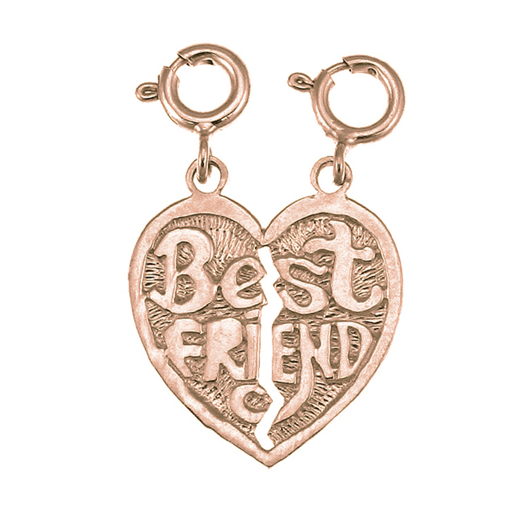 14K or 18K Gold Best Friends In Heart Pendant