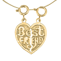 14K or 18K Gold Best Friends In Heart Pendant