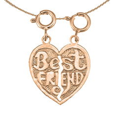 14K or 18K Gold Best Friends In Heart Pendant