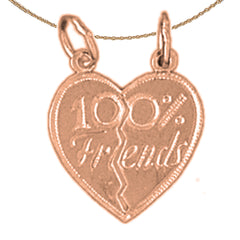 Colgante de oro de 14 quilates o 18 quilates 100% amigos en corazón