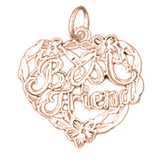 14K or 18K Gold Best Friend In Heart Pendant