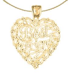 14K or 18K Gold Best Friend In Heart Pendant