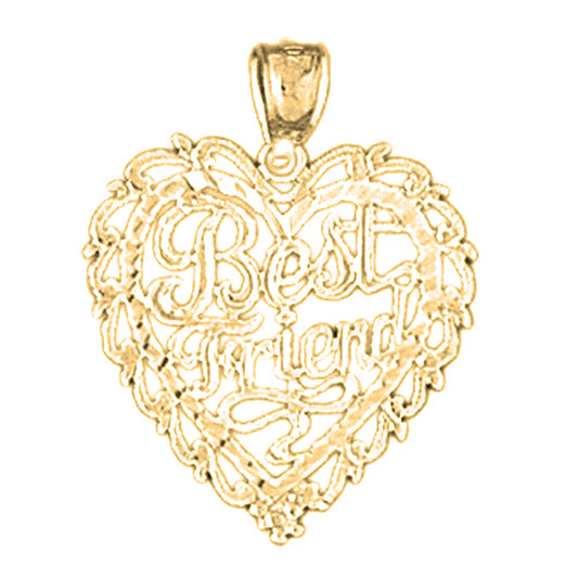 14K or 18K Gold Best Friend In Heart Pendant