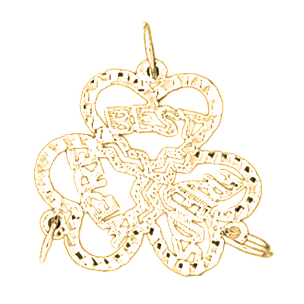 14K or 18K Gold Best Friend In Heart Pendant